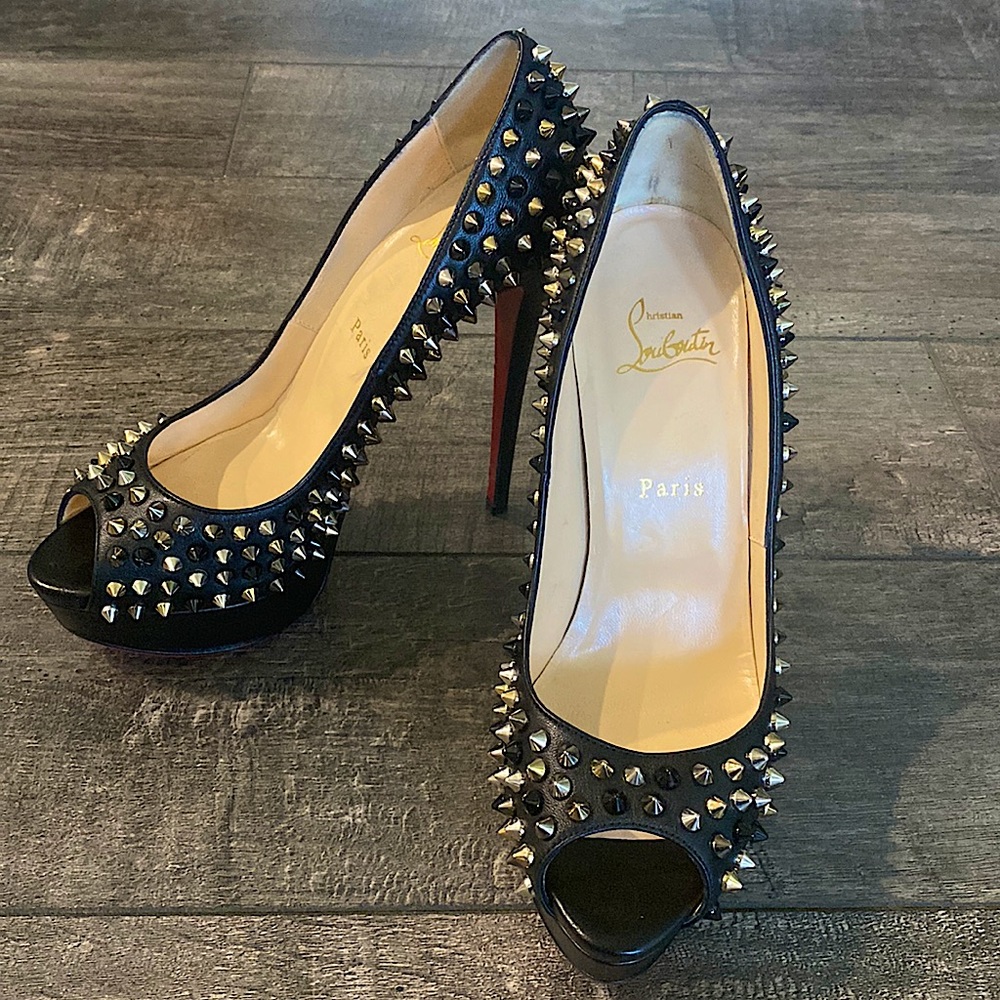 Lady Peep Black with Gld/Silver/Black Spikes 150mm 39.5